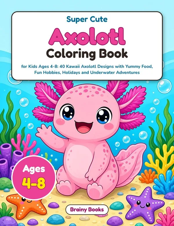 Axolotl coloring book for kids – cover