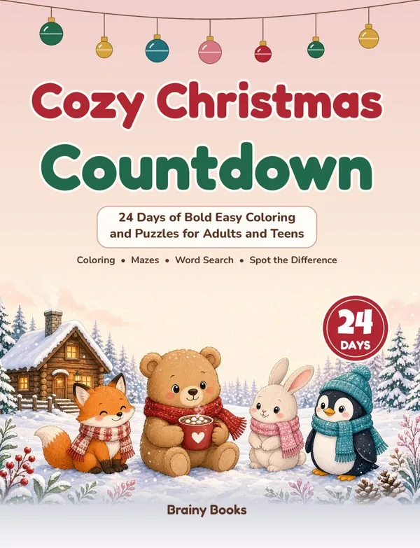 Cozy Christmas Countdown coloring book cover